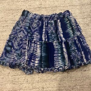 blue tie dye mini skirt